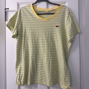 Levi's Women's Yellow and Blue Striped Tee